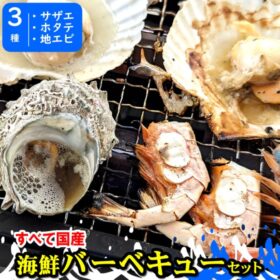 兵庫県から「山米鮮魚」さんのホタテ・サザエ・甘エビの海鮮BBQセット(冷凍)