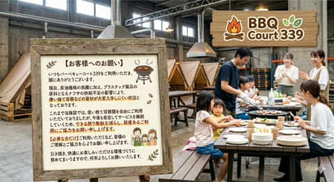 【お客様へのお願い】使い捨て容器類の無駄を減らし、節度あるご利用にご協力をお願い申し上げます。